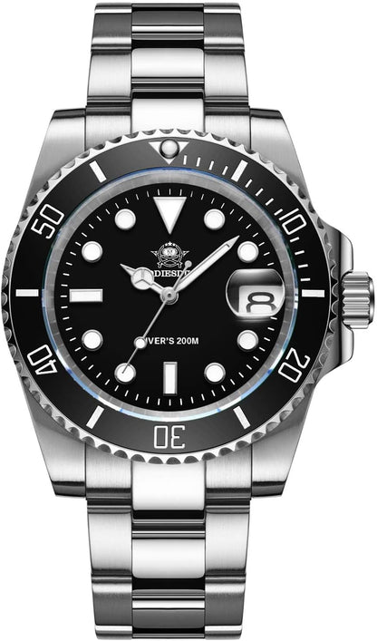 HOTADDIESDIVE 41 MM Mens Dive Watch Quartz Movement Watches for Men Easy to Read Dial 200 M Waterproof BGW9 Luminous Analog Orange/Red/Green/Black Gradient Dial