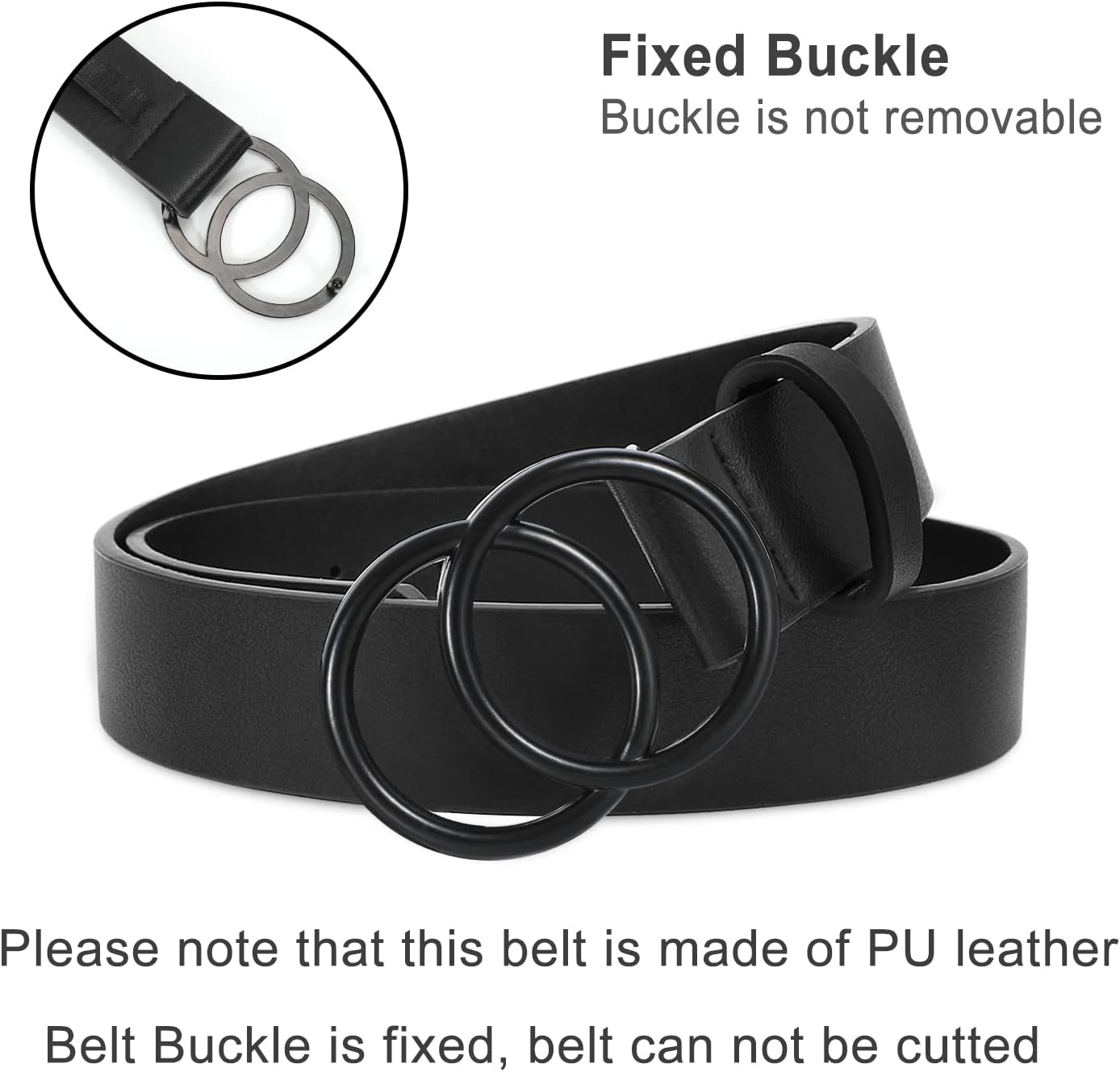 HOTSUOSDEY Women Leather Belt Fashion Double O-Ring Soft Faux Leather Waist Belts For Jeans Dress