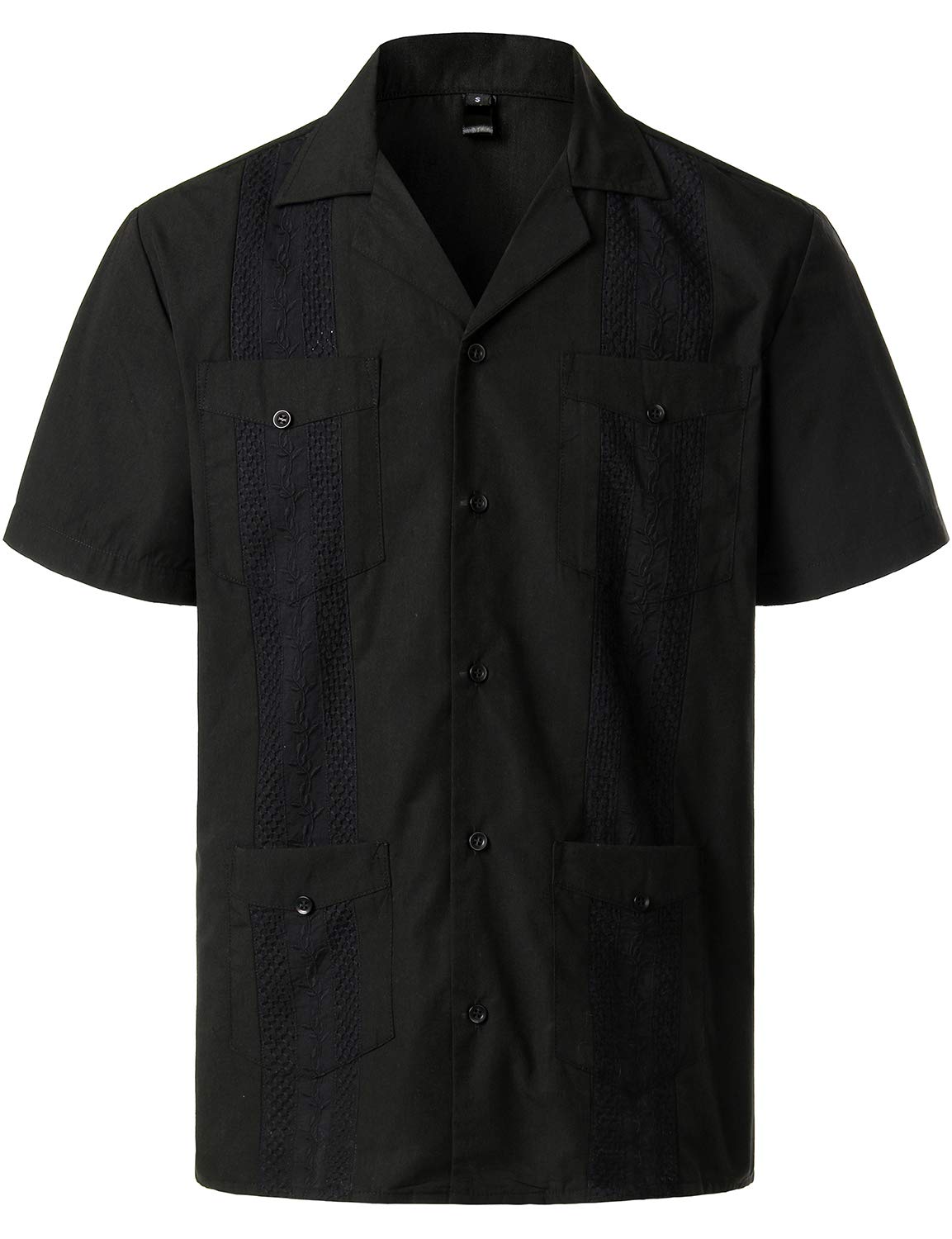 HOTVATPAVE Mens Short Sleeve Button Down Cuban Guayabera Shirts | Camp Collar, Button Up, Wedding, Breathable, Casual Stylish, Summer, Hawaiian, Vacation, Embroidered, Holiday, with Pocket