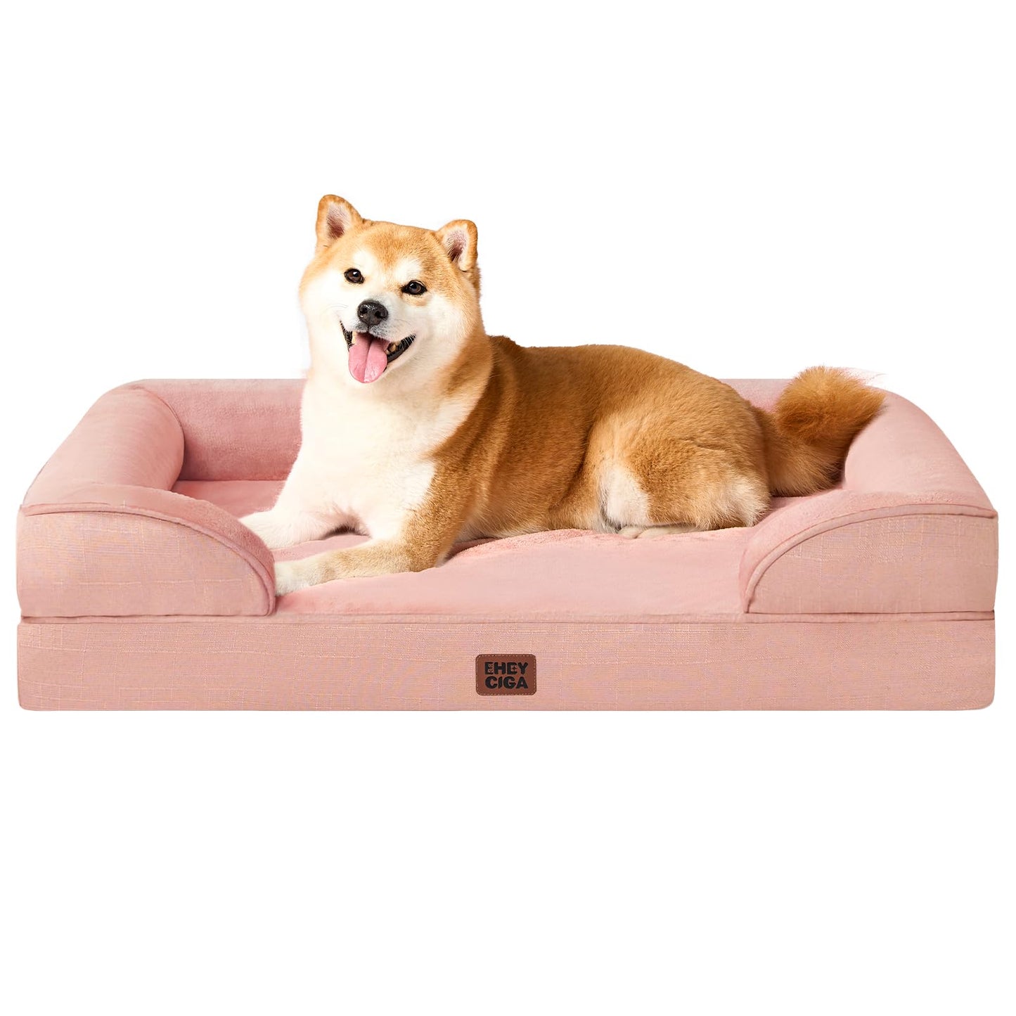 HOTEHEYCIGA Orthopedic Dog Beds for Extra Large Dogs 44x32Inch, Polyurethane Foam XL Pet Bed with Sides, Non-Slip and Egg-Crate Foam Big Dog Couch Bed with Washable Removable Cover, Grey