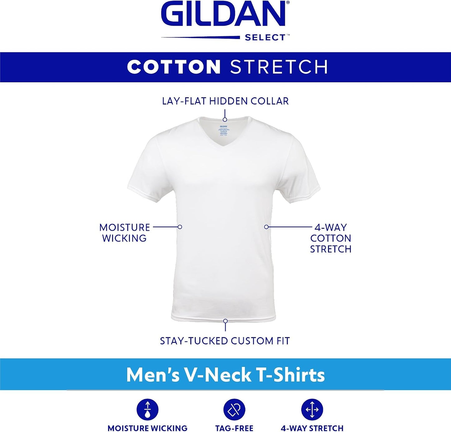 HOTGildan Men's Cotton Stretch T-Shirts, Multipack