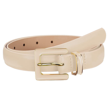 HOTSUOSDEY Women Skinny Leather Belt for Jeans Pants Dresses with Square Buckle, Thin Leather Waist Belt, Width 0.9"