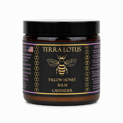 HOTTerra Lotus - Organic Grass-Fed Beef Tallow Balm with Raw Honey - Moisturizing Cream - Handmade All-Natural Moisturizer (2 Oz, Unscented)