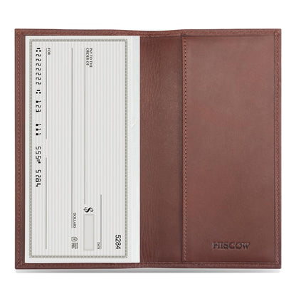 HOTHISCOW Slim Leather Checkbook Cover for Personal Checks | Full grain cowhide, transaction register & check book pockets, removable duplicate divider, durable stitching, gifts for men