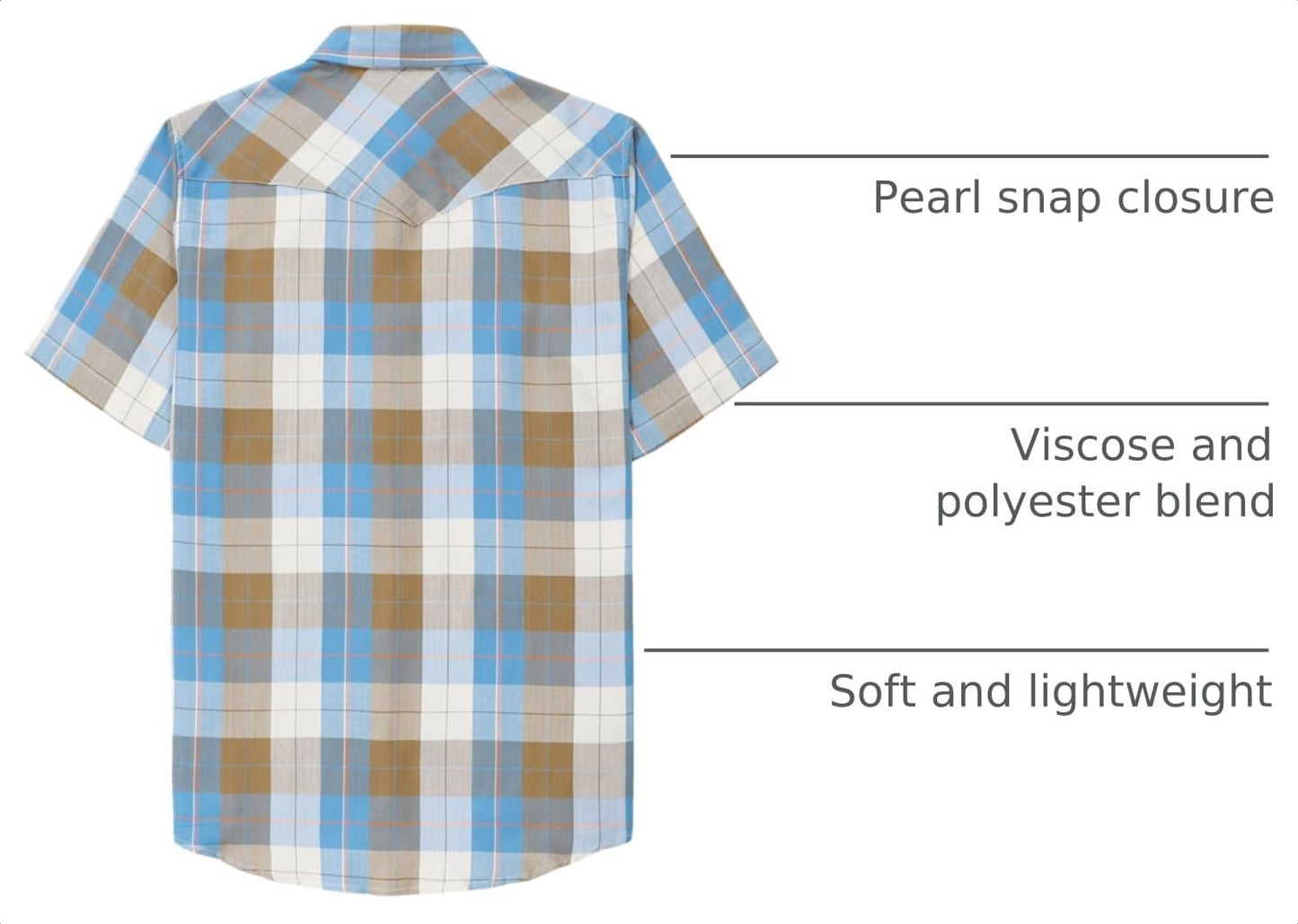 HOTDubinik® Viscose Made from Bamboo Mens Short Sleeve Shirts Plaid Shirt Western Cowboy Pearl Snap Casual Plaid Shirts for Men