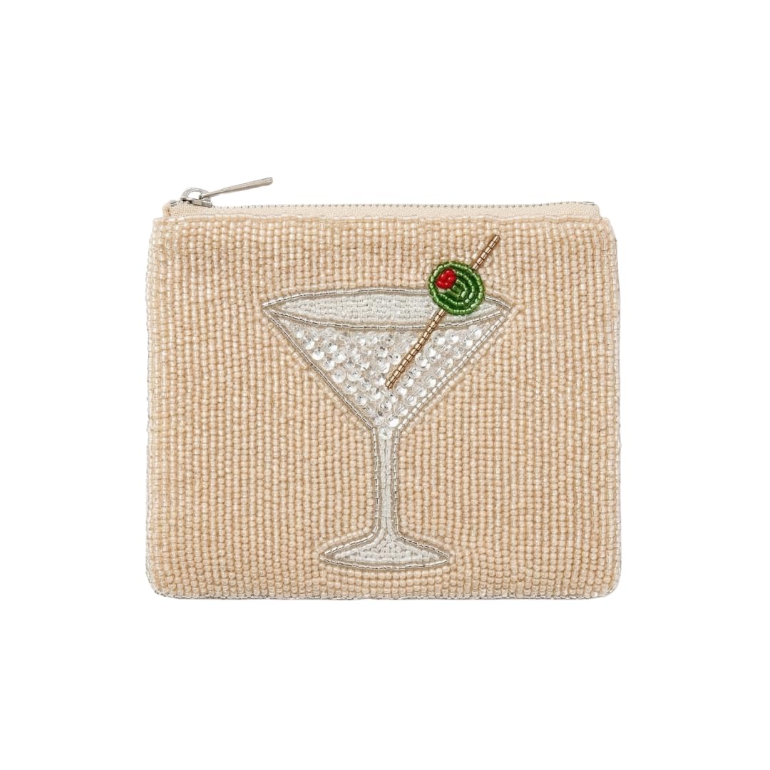HOTBeaded Coin Purse Change Zipper Pouch Wallet Tacos & Tequila | Handmade Beadwork, Compact Organizer, Cash Holder, Card Storage, Makeup Pouch, Giftable Accessory, Everyday Carry