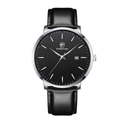 HOTCHEETAH Minimalist Waterproof Quartz Watches for Men with Leather Strap, Auto Date