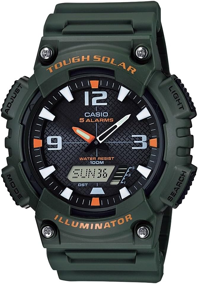 HOTCasio AQS800W Series | Analog Digital Watch | 100M WR | Solar Powered | 1/100 SEC Stop Watch | 6-Language Day of The Week Indicator | Countdown Timer | LED Light | Multi Alarm