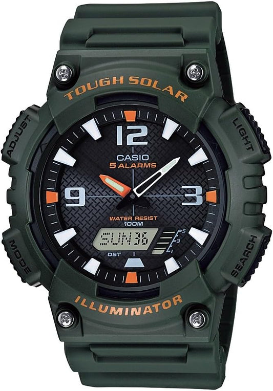 HOTCasio AQS800W Series | Analog Digital Watch | 100M WR | Solar Powered | 1/100 SEC Stop Watch | 6-Language Day of The Week Indicator | Countdown Timer | LED Light | Multi Alarm