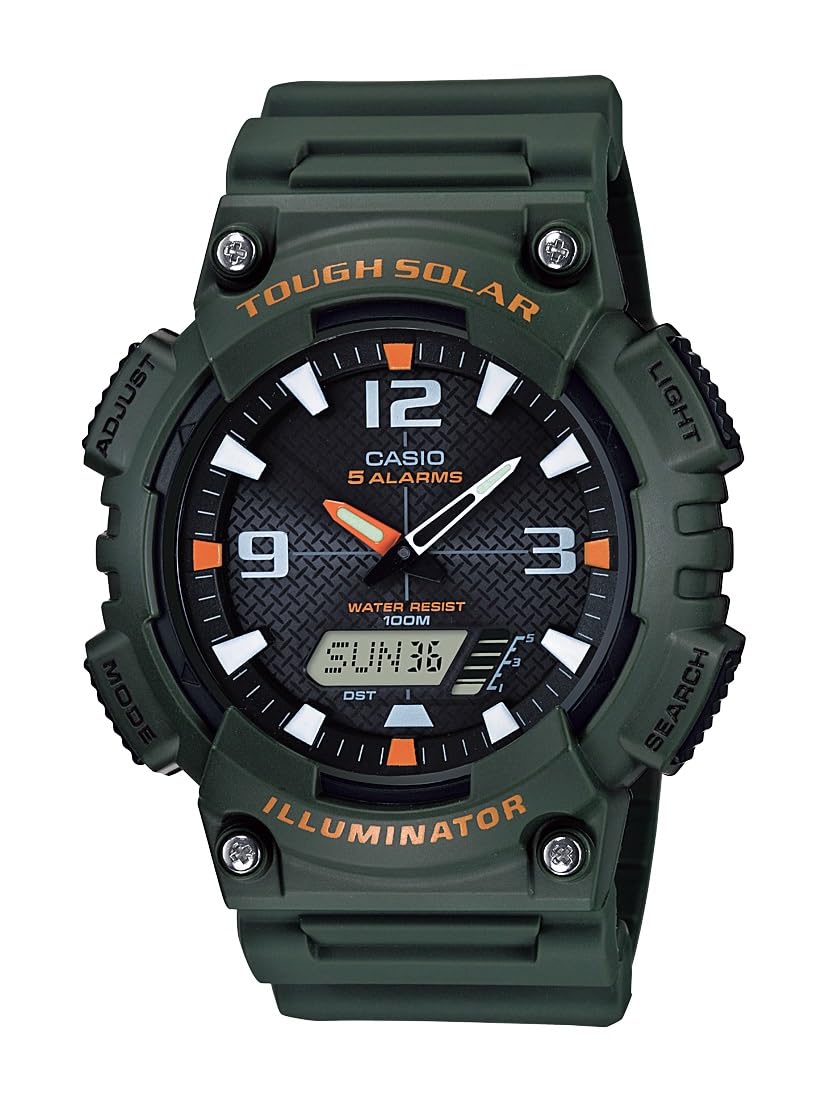 HOTCasio AQS800W Series | Analog Digital Watch | 100M WR | Solar Powered | 1/100 SEC Stop Watch | 6-Language Day of The Week Indicator | Countdown Timer | LED Light | Multi Alarm