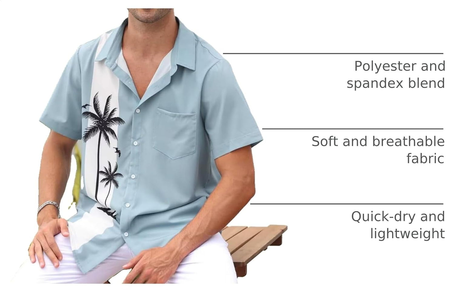 HOTMen's Short Sleeve Button Up Hawaiian Shirt 1950s Vintage Bowling Shirts