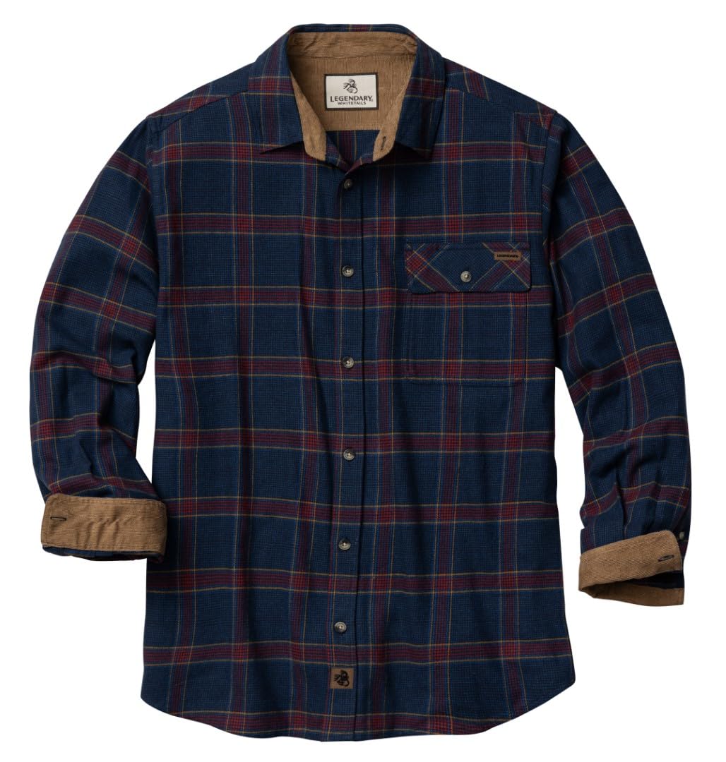 HOTLegendary Whitetails Mens Long Sleeve Button Down 100% Cotton Flannel Shirt