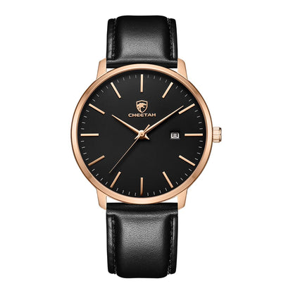 HOTCHEETAH Minimalist Waterproof Quartz Watches for Men with Leather Strap, Auto Date