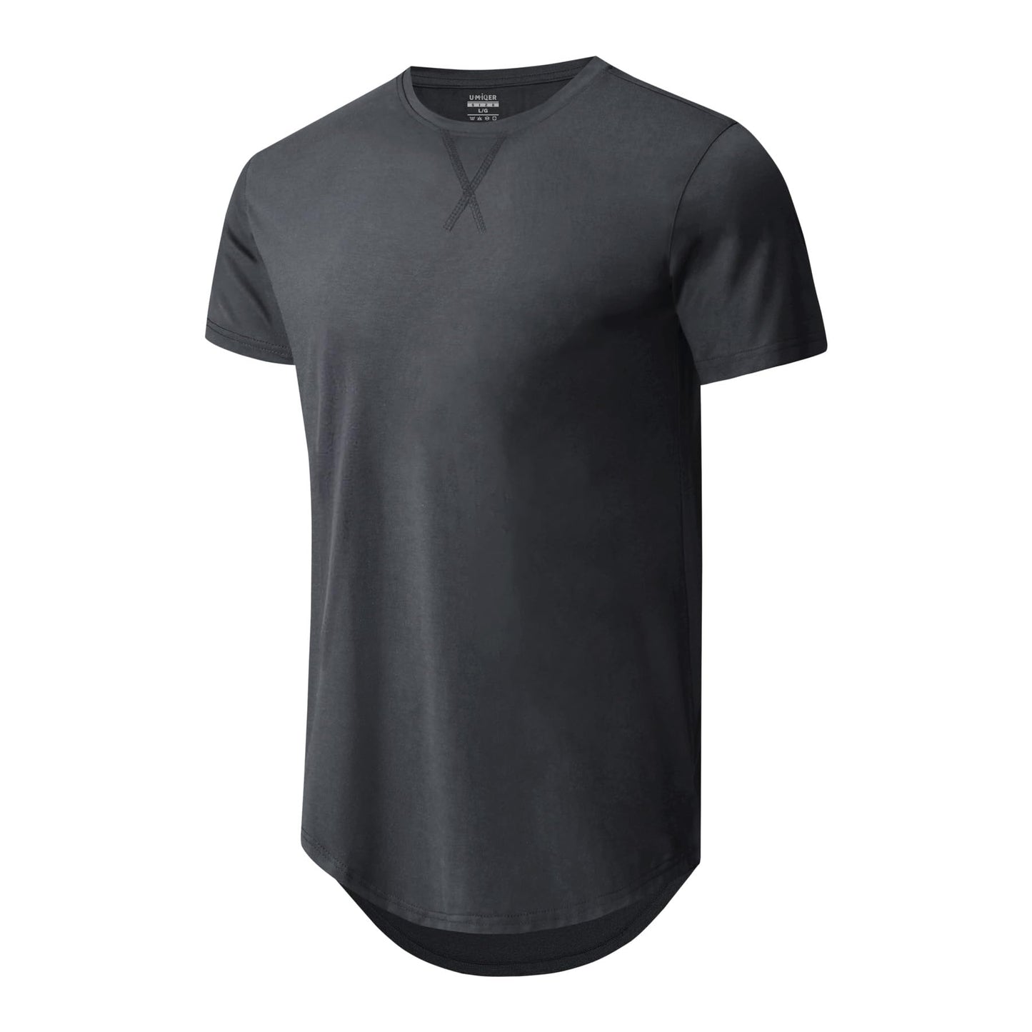 HOTMens 3 Pack Cotton Hipster Longline T Shirts Curved Hem Plain Hip Hop Short Sleeve Tee Fitted Casual Drop Cuts Crewneck