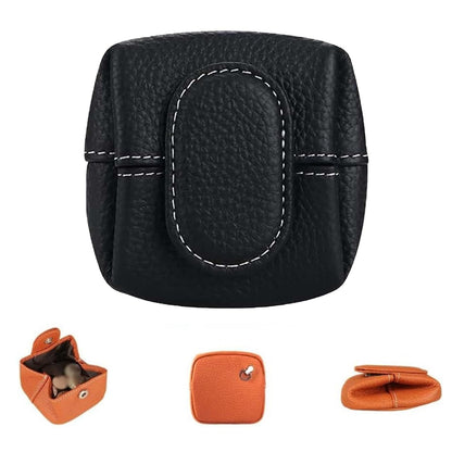 HOTMini Lychee Pattern Coin Purse, Leather Purses for Women, Coin Pouch Earphone Storage Bag with Key Buckle (Orange)