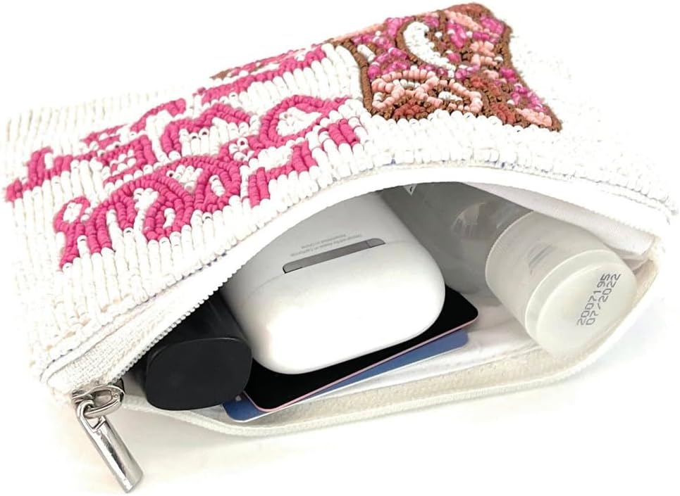 HOTIn Dolly We Trust Beaded Coin Pouch, Small Wallet, Small Pouch, Birthday Gift, Gift Card Pouch, Purse to Carry Essentials, Country Music Fan Gift