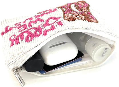 HOTIn Dolly We Trust Beaded Coin Pouch, Small Wallet, Small Pouch, Birthday Gift, Gift Card Pouch, Purse to Carry Essentials, Country Music Fan Gift