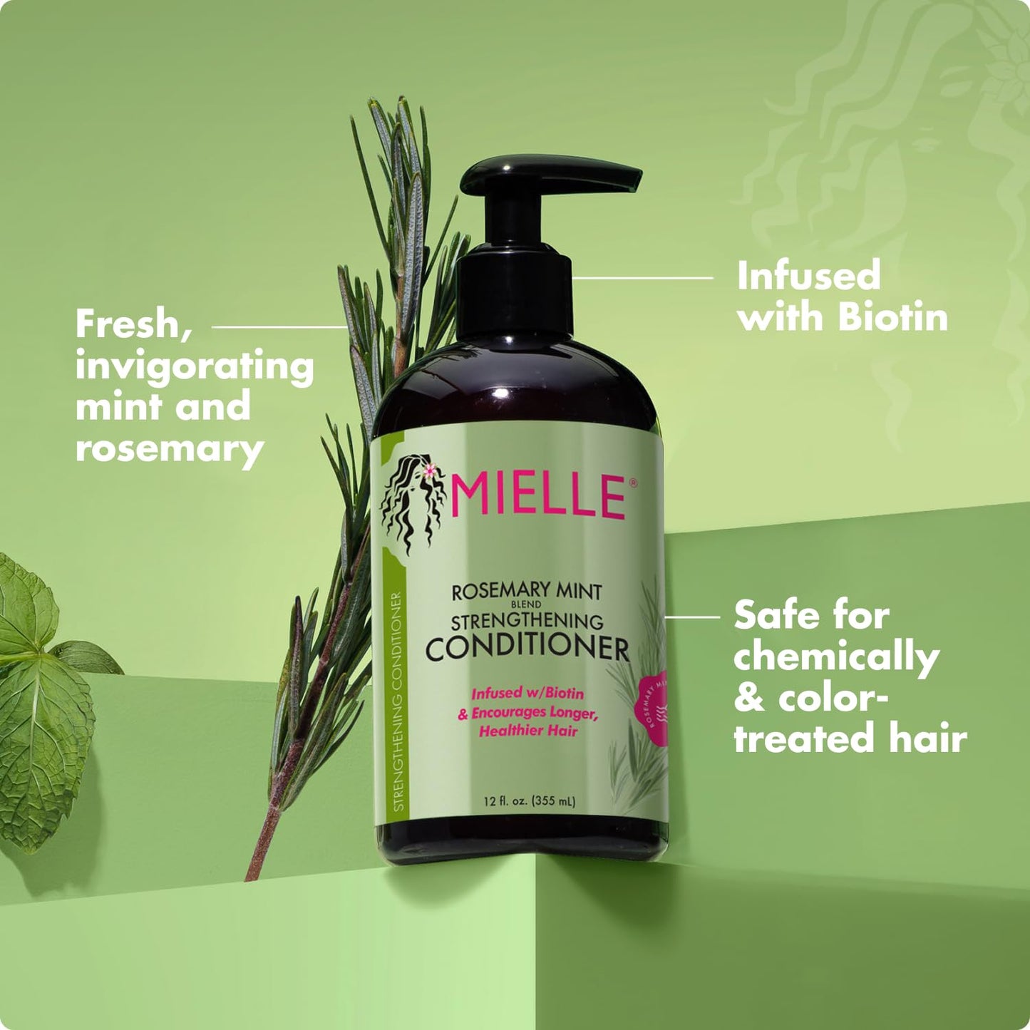 HOTMielle Organics Rosemary Mint Strengthening Hair Conditioner for Women & Men - Biotin Infused Detangling & Hydrating Conditioner to Increase Manageability & Support Longer, Healthier Strands, 12 oz