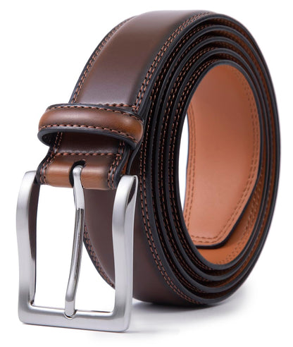 HOTFabio Valenti Genuine Leather Dress Belts For Men - Mens Belt For Suits, Jeans, Uniform With Single Prong Buckle