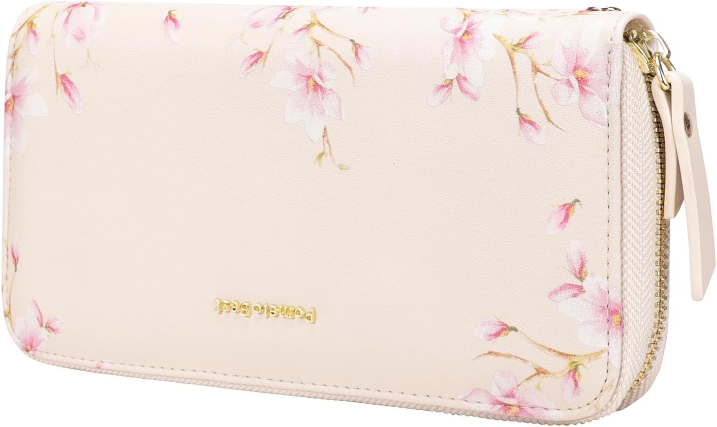 HOTPomelo Best Womens Wallet RFID Blocking Leather Multi Credit Card Large Capacity Wristlet Zip Around Long Wallets for Lady