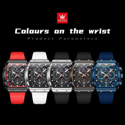 HOTOLEVS Mens Watches Stylish Chronograph Waterproof Luminous Silicon Strap Multifunction Watches for Men Business Men Wrist Watch