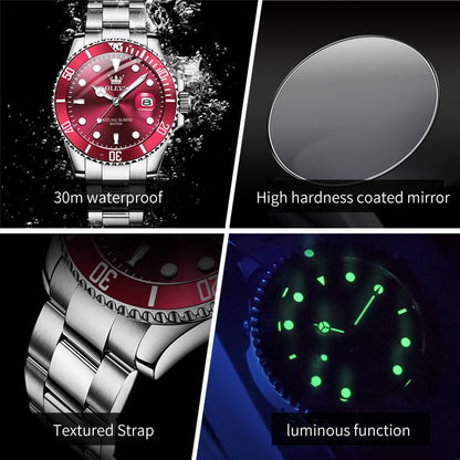 HOTOLEVS Watches Men Waterproof Luxury Big Face Mens Watch Stainless Steel Day Date Quartz Analog Dress Watches for Men Luminous Reloj para Hombres (Green/Blue/Black/Gold)