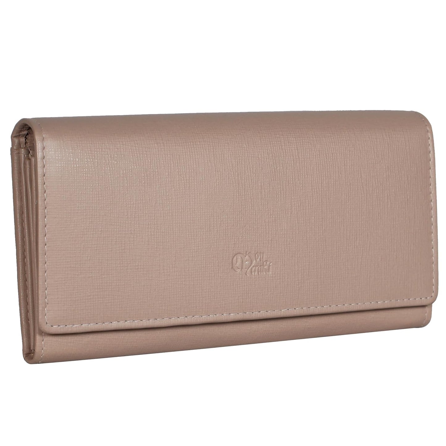 HOTWomen's Top Grain Leather Wallet, RFID Blocking Bifold clutch, 17 Card Slots, Zip Pocket Organizer, Elegant Gift for Women — Birthday, Valentine, Anniversary - TAUPE