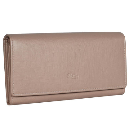 HOTWomen's Top Grain Leather Wallet, RFID Blocking Bifold clutch, 17 Card Slots, Zip Pocket Organizer, Elegant Gift for Women — Birthday, Valentine, Anniversary - TAUPE