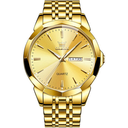 HOTOLEVS Watch for Men Diamond Business Dress Analog Quartz Stainless Steel Waterproof Luminous Date Two Tone Luxury Casual Wrist Watch Blue