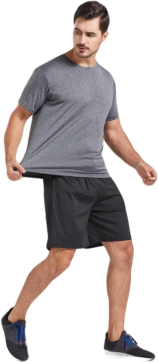 HOT5 Pack Men's Dry Fit T Shirts Athletic Running Gym Workout Short Sleeve Tee Shirts for Men