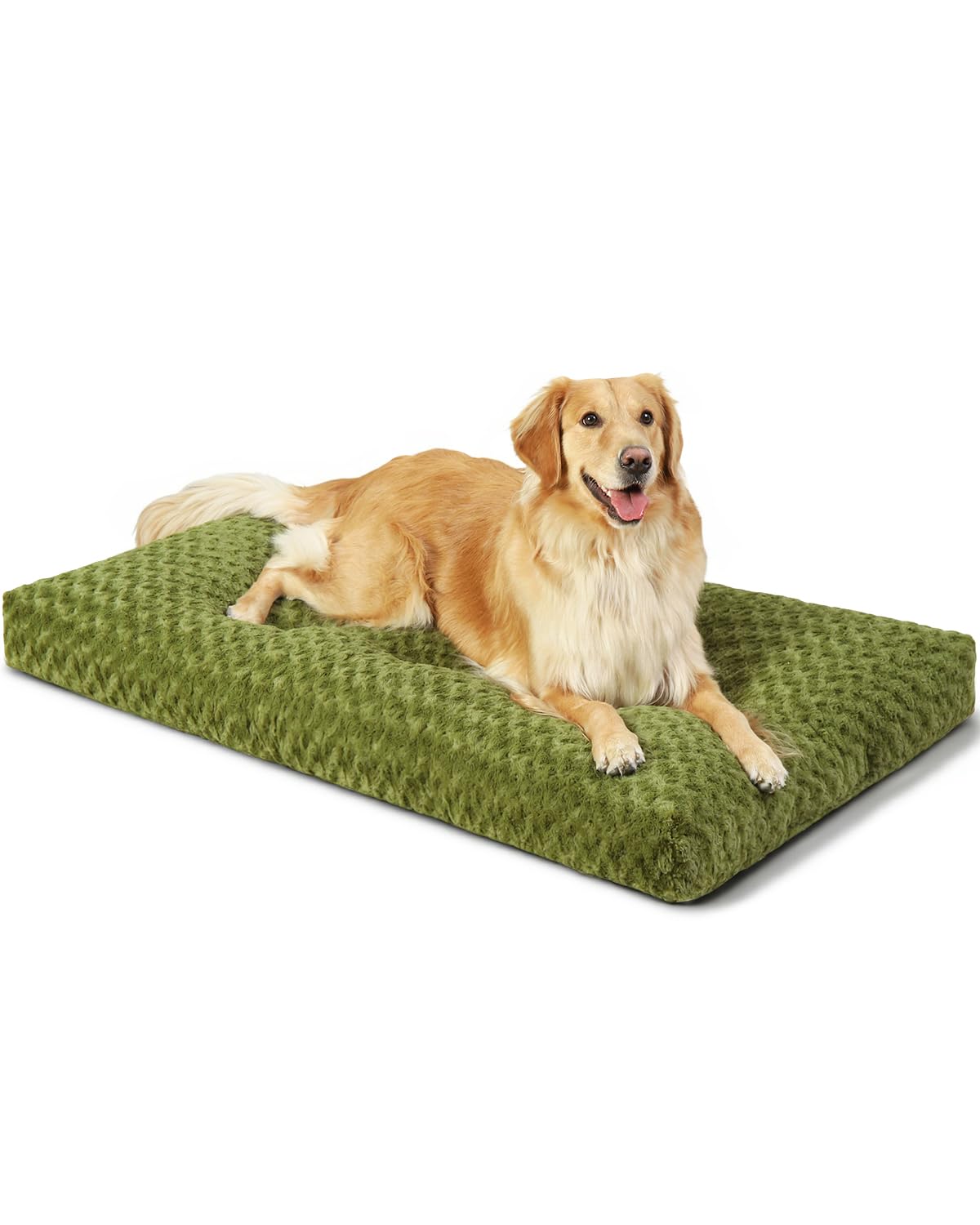 HOTKSIIA Washable Dog Bed Deluxe Plush Dog Crate Beds Comfy Kennel Pad Anti-Slip Pet Sleeping Mat for Large, Jumbo, Medium, Small Dogs Breeds, 35" x 23", Gray