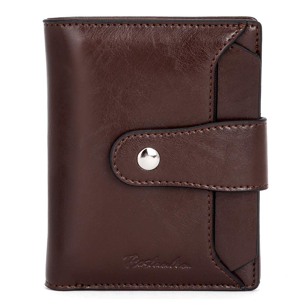 HOTBOSTANTEN Women Leather Wallet RFID Blocking Bifold Zipper Pocket Wallet Card Case Purse with ID Window