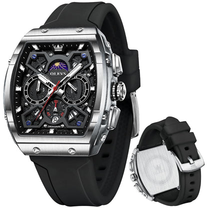 HOTOLEVS Mens Watches Stylish Chronograph Waterproof Luminous Silicon Strap Multifunction Watches for Men Business Men Wrist Watch