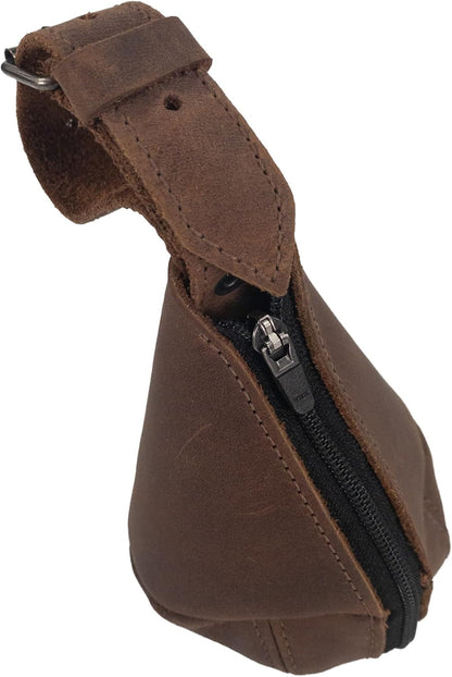 HOTHide & Drink, Leather Multipurpose Hanging Bag, Coin Cash Pouch, Key Organizer, Cable Holder, Handmade :: Bourbon Brown