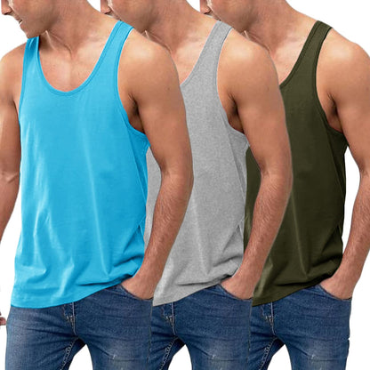 HOTCOOFANDY Men's 3 Pack Tank Tops Cotton Performance Sleeveless Casual Classic T Shirts