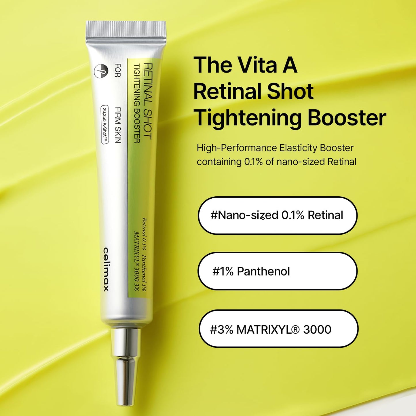 HOTcelimax The Vita A Retinal Shot Tightening Booster | 0.1% Retinal, 3% Matryxyl, High-Strength Retinoid for Anti-Aging, Pore Minimizer, Wrinkles & Fine Lines, Firmer Skin, 15ml, Korean Skin Care Gift