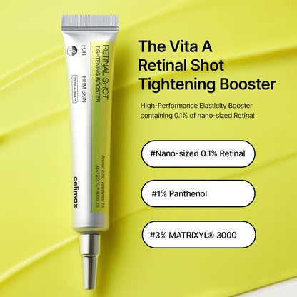 HOTcelimax The Vita A Retinal Shot Tightening Booster | 0.1% Retinal, 3% Matryxyl, High-Strength Retinoid for Anti-Aging, Pore Minimizer, Wrinkles & Fine Lines, Firmer Skin, 15ml, Korean Skin Care Gift