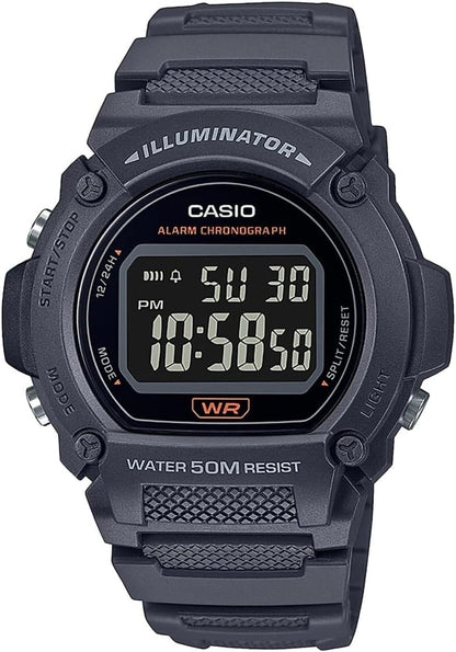 HOTCasio W219H Series | Men’s Digital Watch | 50M WR | LED Illuminator | 100 SEC Chronograph | 1/100 SEC Stopwatch | Daily Alarm | Hourly Time Signal | Auto Calendar | 7 Year Battery