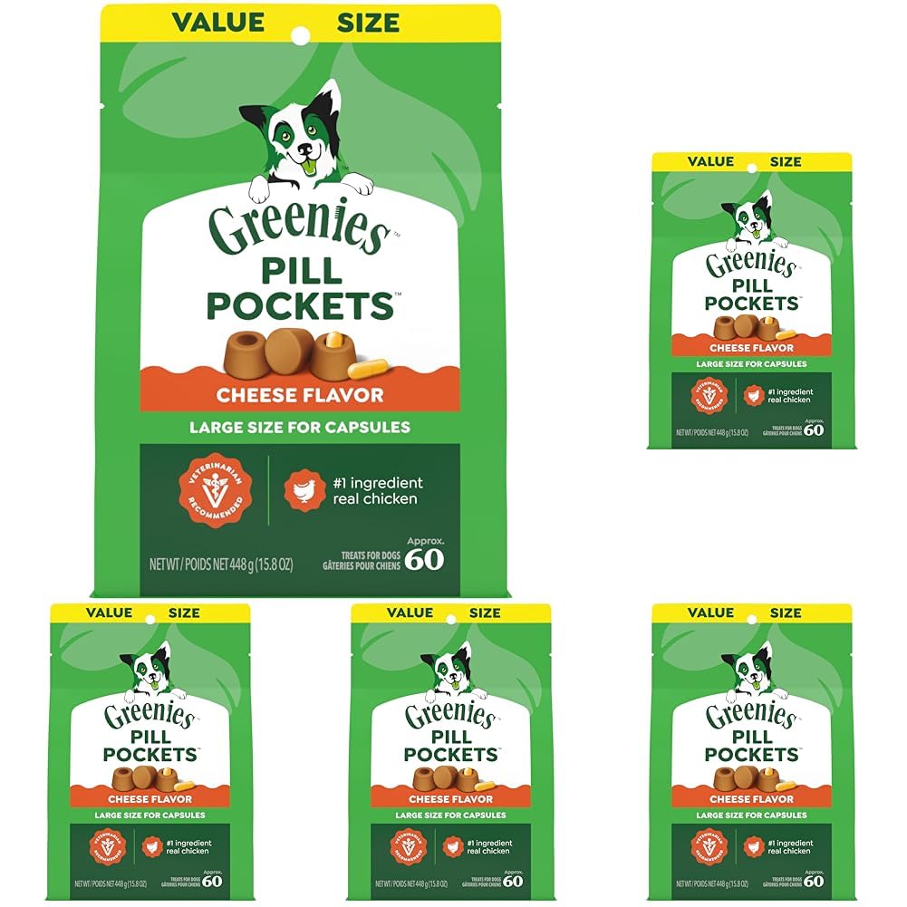 HOTGreenies Pill Pockets Large Size Dog Treats, Cheese Flavor, 15.8 oz | Vet-recommended, capsule size, low calorie, odor masking, stress- and mess-free medication experience