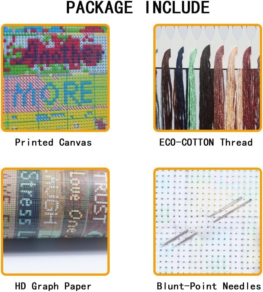 HOTYorkshire Terrier 11CT Pre-Printed Cross Stitch Kit for Adults & Beginners, Easy Needlepoint Pattern for DIY Home Décor & Crafts A748