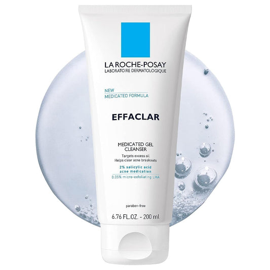 HOTLa Roche-Posay Effaclar Medicated Gel Cleanser, 2% Salicylic Acid Cleanser + LHA + Glycerin, Foaming Acne Face Wash, Helps Clear & Prevent Acne Breakouts, Oil Free, Targets Excess Oil
