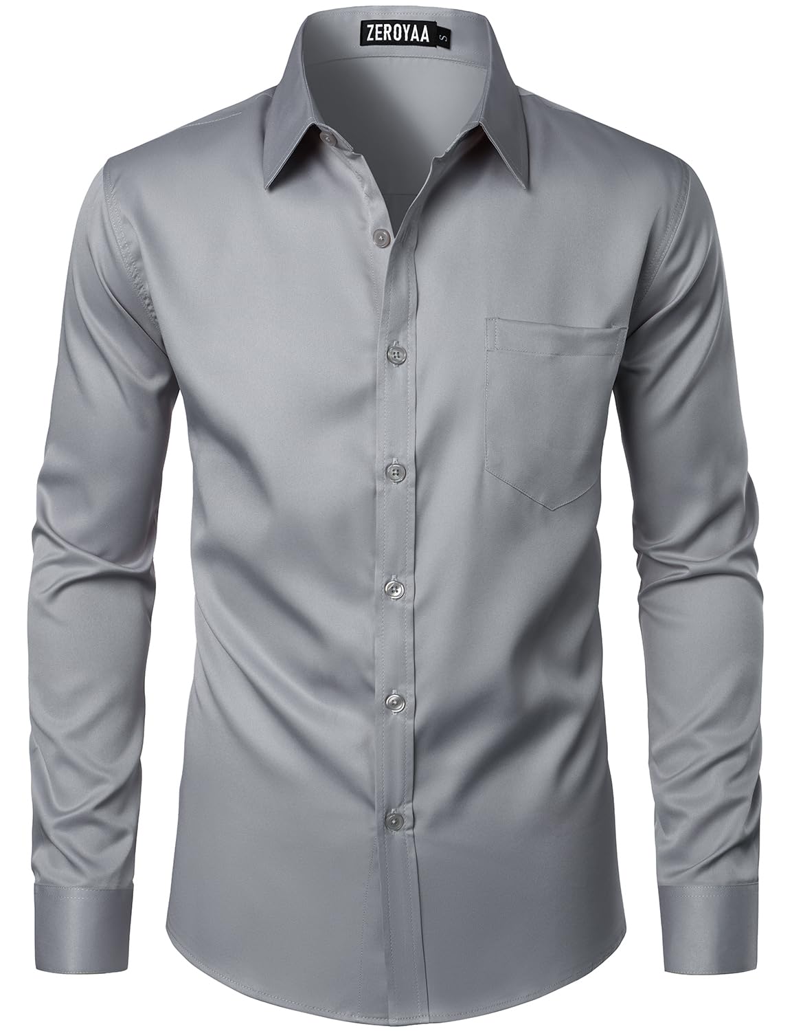 HOTZEROYAA Men's Urban Stylish Casual Business Slim Fit Long Sleeve Button Up Dress Shirt with Pocket