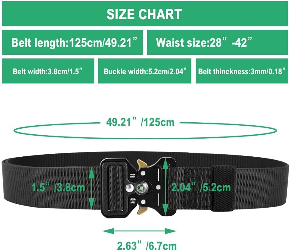 HOTTactical Belt Men 4 Pack, Compass Military Nylon Web Belt, Heavy Duty Belt Quick Release Metal Buckle Riggers Belt