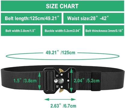 HOTTactical Belt Men 4 Pack, Compass Military Nylon Web Belt, Heavy Duty Belt Quick Release Metal Buckle Riggers Belt