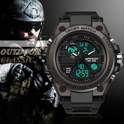 HOTKXAITO Men's Watches Sports Outdoor Waterproof Military Watch Date Multi Function Tactics LED Alarm Stopwatch