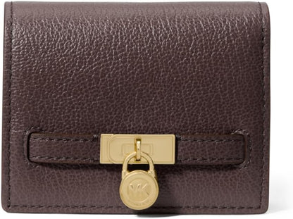 HOTMichael Kors Hamilton Small Compact Wallet, Gold-Tone Hardware/MK Signature Coated Twill/Brown/Black