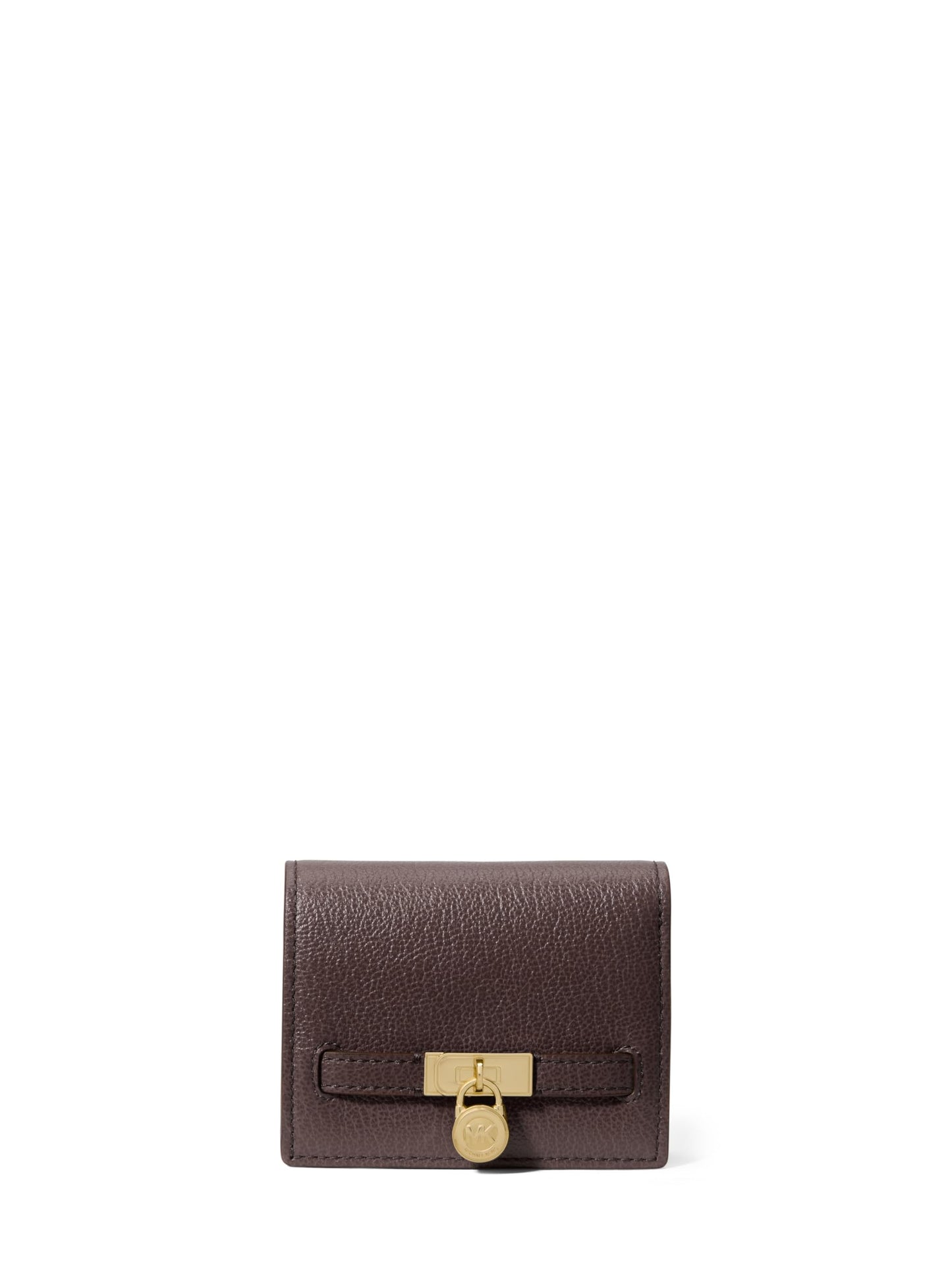 HOTMichael Kors Hamilton Small Compact Wallet, Gold-Tone Hardware/MK Signature Coated Twill/Brown/Black