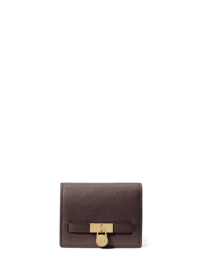 HOTMichael Kors Hamilton Small Compact Wallet, Gold-Tone Hardware/MK Signature Coated Twill/Brown/Black
