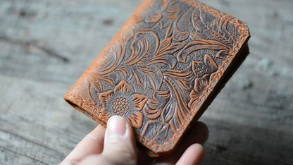 HOTPersonalized handmade Minimalist Bifold Wallet, Men's Minimalist Card Holder Distressed Leather Wallet