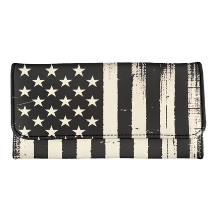 HOTNovelty Jeans Print Womens Wallets Leather Clutch, Vintage Denim Block Patch Design Long Wallet for Women Blue Credit Card Holder with Coin Purse ID Window
